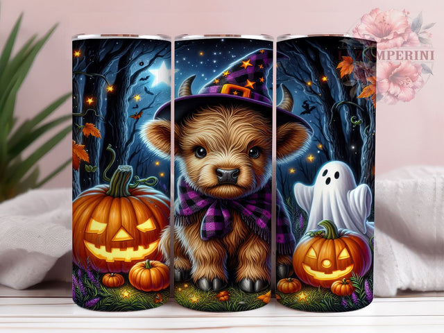 Cute Spooky Halloween Highland Cow 20oz Tumbler Wrap PNG, Highland Cow Tumbler PNG Sublimation Design, Straight & Tapered Tumbler Wrap, Instant Digital Download Sublimation Li Zamperini 