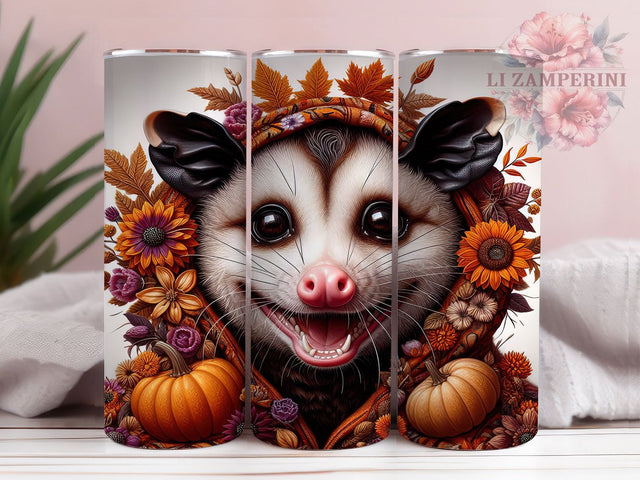 Cute Spooky Halloween Opossum Tumbler, Halloween Opossum Cup Wrap, 20Oz Sublimation Design, Autumn Opossum Drinkware, Funny Spooky Coffee Cup, Animal Lover Halloween Tumbler, Festive Opossum Mug Sublimation Li Zamperini 