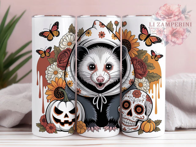 Cute Spooky Halloween Opossum Tumbler, Halloween Opossum Cup Wrap, 20Oz Sublimation Design, Autumn Opossum Drinkware, Funny Spooky Coffee Cup, Animal Lover Halloween Tumbler, Festive Opossum Mug Sublimation Li Zamperini 