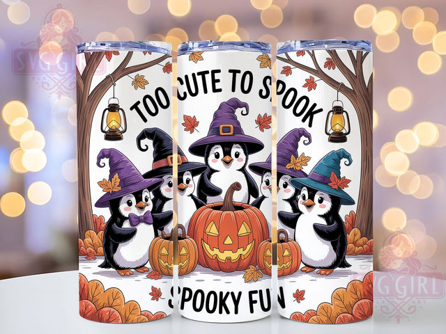 Cute Spooky Halloween Penguin Tumbler Wrap, Too Cute To Spook Wrap, 20Oz Sublimation Design, Kawaii Penguin Cup, Cute Halloween Drinkware, Spooky Penguin Tumbler, Adorable Halloween Mug Design Sublimation SvggirlplusArt 
