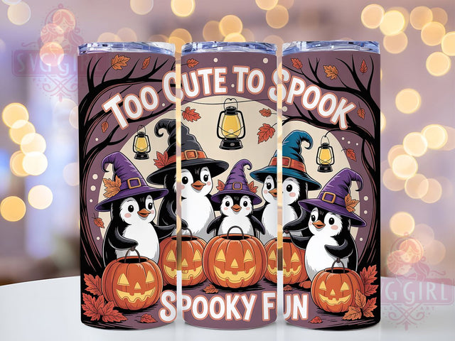 Cute Spooky Halloween Penguin Tumbler Wrap, Too Cute To Spook Wrap, 20Oz Sublimation Design, Kawaii Penguin Cup, Cute Halloween Drinkware, Spooky Penguin Tumbler, Adorable Halloween Mug Design Sublimation SvggirlplusArt 