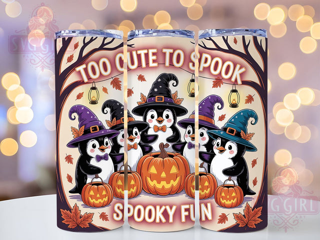 Cute Spooky Halloween Penguin Tumbler Wrap, Too Cute To Spook Wrap, 20Oz Sublimation Design, Kawaii Penguin Cup, Cute Halloween Drinkware, Spooky Penguin Tumbler, Adorable Halloween Mug Design Sublimation SvggirlplusArt 