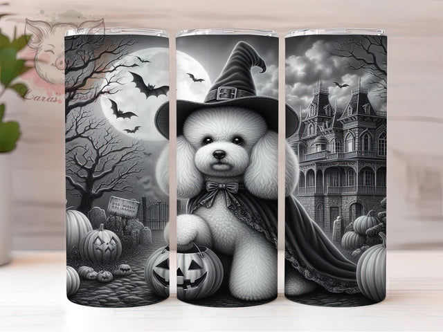 Cute Spooky Halloween Poodle Tumbler Wrap, Spooky Dog Mug, Cute Poodle Art, 20Oz Tumbler Wrap, Sublimation Design, Pet Lover Drinkware, Festive Dog Print Sublimation Lara' s Designs 