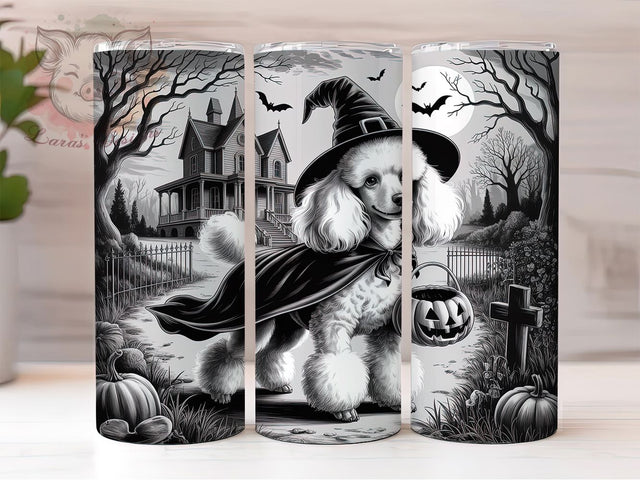 Cute Spooky Halloween Poodle Tumbler Wrap, Spooky Dog Mug, Cute Poodle Art, 20Oz Tumbler Wrap, Sublimation Design, Pet Lover Drinkware, Festive Dog Print Sublimation Lara' s Designs 