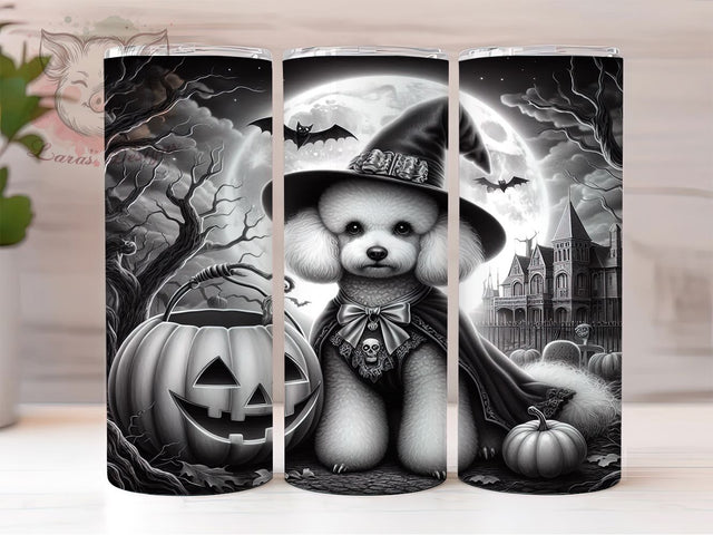 Cute Spooky Halloween Poodle Tumbler Wrap, Spooky Dog Mug, Cute Poodle Art, 20Oz Tumbler Wrap, Sublimation Design, Pet Lover Drinkware, Festive Dog Print Sublimation Lara' s Designs 