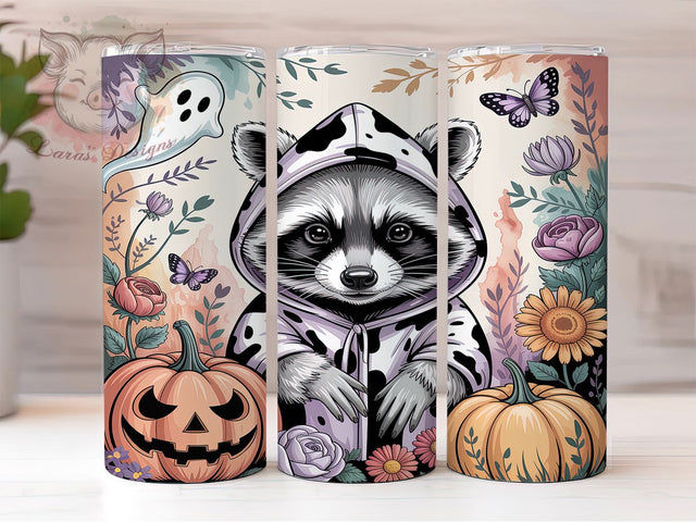 Cute Spooky Halloween Raccoon Tumbler, Cute Spooky Raccoon, Raccoon Cup Wrap, 20Oz Sublimation Design, Autumn Raccoon Drinkware, Fall Halloween Mug, Kawaii Raccoon Tumbler Sublimation Lara' s Designs 