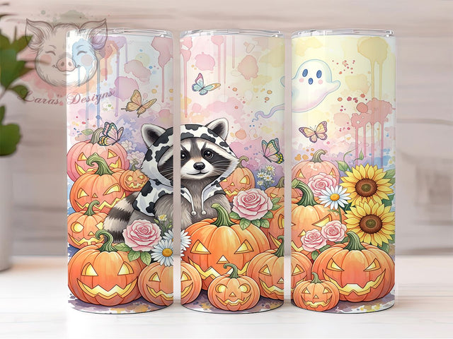 Cute Spooky Halloween Raccoon Tumbler, Cute Spooky Raccoon, Raccoon Cup Wrap, 20Oz Sublimation Design, Autumn Raccoon Drinkware, Fall Halloween Mug, Kawaii Raccoon Tumbler Sublimation Lara' s Designs 