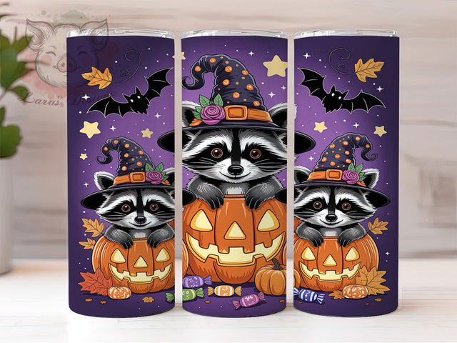 Cute Spooky Halloween Raccoon Tumbler, Halloween Raccoon Wrap, Spooky Raccoon Cup, 20Oz Sublimation Design, Autumn Raccoon Drinkware, Fall Halloween Mug, Kawaii Raccoon Tumbler Sublimation Lara' s Designs 