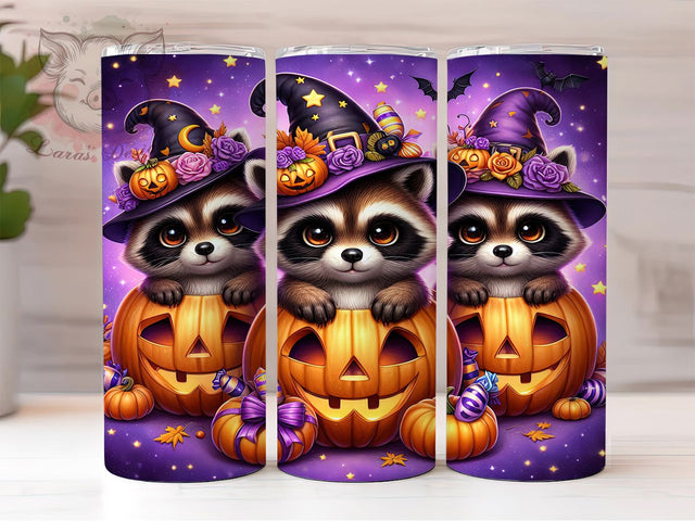 Cute Spooky Halloween Raccoon Tumbler, Halloween Raccoon Wrap, Spooky Raccoon Cup, 20Oz Sublimation Design, Autumn Raccoon Drinkware, Fall Halloween Mug, Kawaii Raccoon Tumbler Sublimation Lara' s Designs 