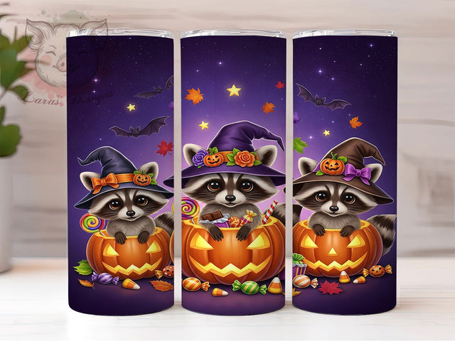 Cute Spooky Halloween Raccoon Tumbler, Halloween Raccoon Wrap, Spooky Raccoon Cup, 20Oz Sublimation Design, Autumn Raccoon Drinkware, Fall Halloween Mug, Kawaii Raccoon Tumbler Sublimation Lara' s Designs 