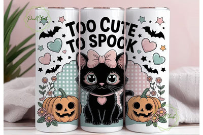 Cute Spooky Kitten 20oz Tumbler Wrap Sublimation PixelChick 