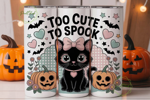 Cute Spooky Kitten 20oz Tumbler Wrap Sublimation PixelChick 