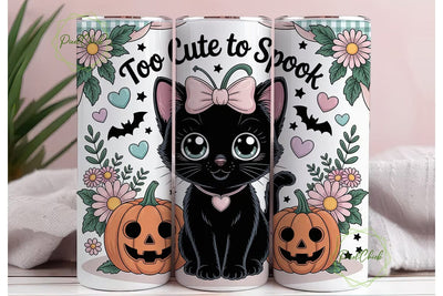 Cute Spooky Kitten 20oz Tumbler Wrap Sublimation PixelChick 