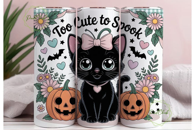 Cute Spooky Kitten 20oz Tumbler Wrap Sublimation PixelChick 