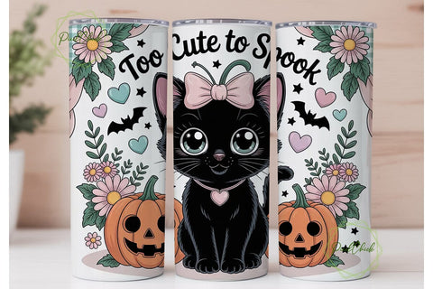 Cute Spooky Kitten 20oz Tumbler Wrap Sublimation PixelChick 
