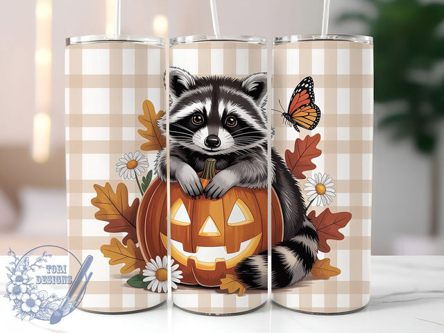 Cute Spooky Raccoon Halloween Tumbler, Halloween Animal Mug, Spooky Raccoon Wrap, Fall Wildlife Drinkware, 20Oz Sublimation Design, Autumn Raccoon Cup, Forest Animal Halloween Sublimation ToriDesigns 