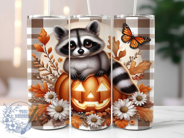 Cute Spooky Raccoon Halloween Tumbler, Halloween Animal Mug, Spooky Raccoon Wrap, Fall Wildlife Drinkware, 20Oz Sublimation Design, Autumn Raccoon Cup, Forest Animal Halloween Sublimation ToriDesigns 