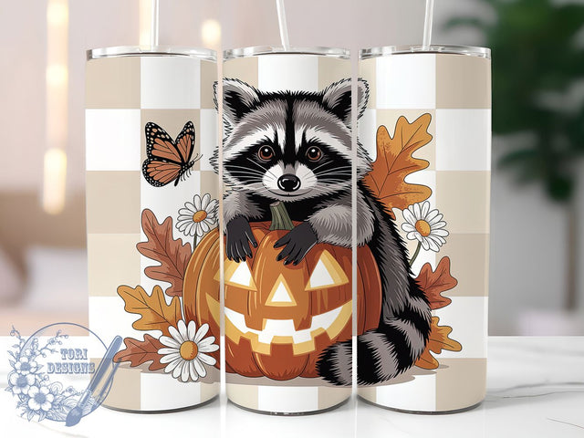 Cute Spooky Raccoon Halloween Tumbler, Halloween Animal Mug, Spooky Raccoon Wrap, Fall Wildlife Drinkware, 20Oz Sublimation Design, Autumn Raccoon Cup, Forest Animal Halloween Sublimation ToriDesigns 