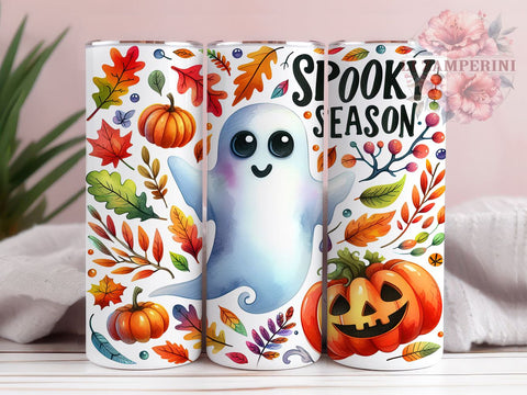 Cute Spooky Season 20 oz Skinny Tumbler Sublimation Design, Straight & Tapered Tumbler Png, Halloween Ghost Tumbler Png, Digital Download PNG Sublimation Li Zamperini 