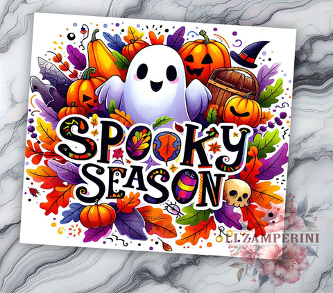 Cute Spooky Season 20 oz Skinny Tumbler Sublimation Design, Straight & Tapered Tumbler Png, Halloween Ghost Tumbler Png, Digital Download PNG Sublimation Li Zamperini 