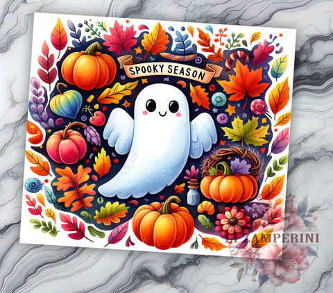 Cute Spooky Season 20 oz Skinny Tumbler Sublimation Design, Straight & Tapered Tumbler Png, Halloween Ghost Tumbler Png, Digital Download PNG Sublimation Li Zamperini 
