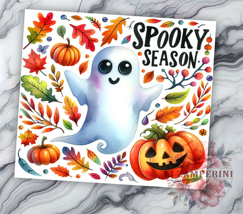 Cute Spooky Season 20 oz Skinny Tumbler Sublimation Design, Straight & Tapered Tumbler Png, Halloween Ghost Tumbler Png, Digital Download PNG Sublimation Li Zamperini 