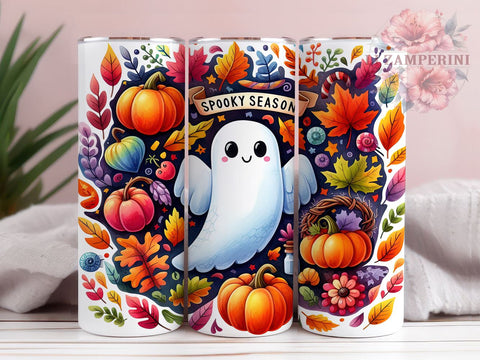 Cute Spooky Season 20 oz Skinny Tumbler Sublimation Design, Straight & Tapered Tumbler Png, Halloween Ghost Tumbler Png, Digital Download PNG Sublimation Li Zamperini 