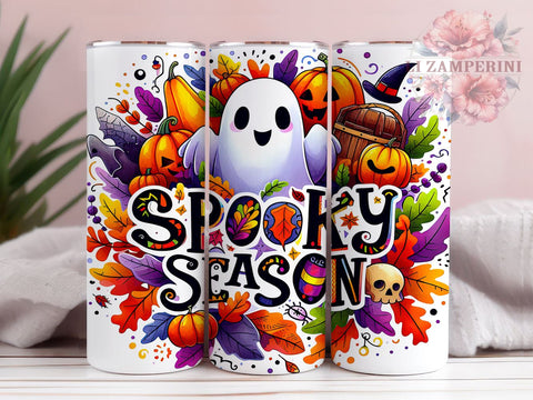 Cute Spooky Season 20 oz Skinny Tumbler Sublimation Design, Straight & Tapered Tumbler Png, Halloween Ghost Tumbler Png, Digital Download PNG Sublimation Li Zamperini 