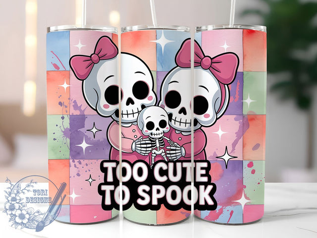 Cute Spooky Skeleton Halloween Tumbler Wrap, Too Cute To Spook Wrap, Halloween Cup Design, 20Oz Sublimation Tumbler, Spooky Cute Drinkware, Skeleton Lover Gift, Fun Halloween Wrap Sublimation ToriDesigns 