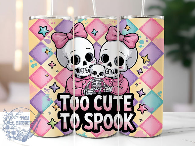 Cute Spooky Skeleton Halloween Tumbler Wrap, Too Cute To Spook Wrap, Halloween Cup Design, 20Oz Sublimation Tumbler, Spooky Cute Drinkware, Skeleton Lover Gift, Fun Halloween Wrap Sublimation ToriDesigns 