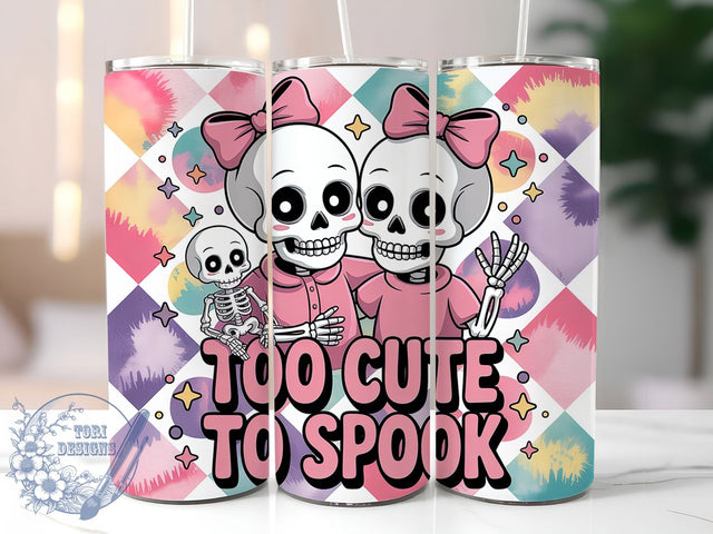 Cute Spooky Skeleton Halloween Tumbler Wrap, Too Cute To Spook Wrap, Halloween Cup Design, 20Oz Sublimation Tumbler, Spooky Cute Drinkware, Skeleton Lover Gift, Fun Halloween Wrap Sublimation ToriDesigns 