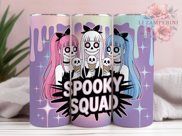 Cute Spooky Squad Halloween Season Tumbler, Halloween Season Wrap, Horror Theme Design, 20Oz Tumbler Sublimation, Trick Or Treat Drinkware, Autumn Spooky Cup, Haunted Squad Mug Sublimation Li Zamperini 