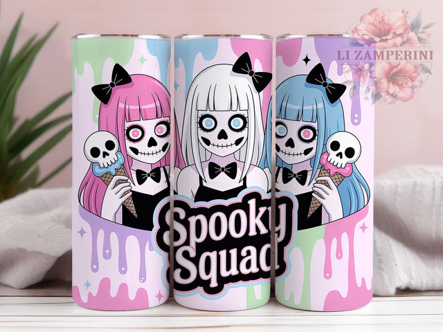 Cute Spooky Squad Halloween Season Tumbler, Halloween Season Wrap, Horror Theme Design, 20Oz Tumbler Sublimation, Trick Or Treat Drinkware, Autumn Spooky Cup, Haunted Squad Mug Sublimation Li Zamperini 