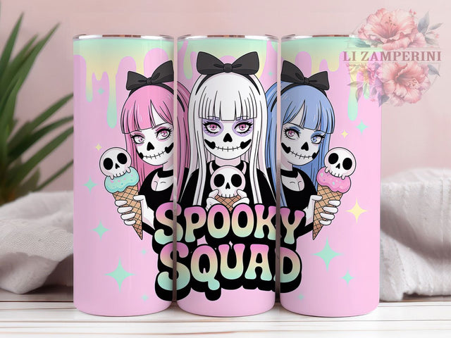 Cute Spooky Squad Halloween Season Tumbler, Halloween Season Wrap, Horror Theme Design, 20Oz Tumbler Sublimation, Trick Or Treat Drinkware, Autumn Spooky Cup, Haunted Squad Mug Sublimation Li Zamperini 