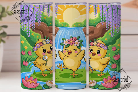 Cute Spring Chicks 20oz Tumbler Wrap Sublimation sassyprint 