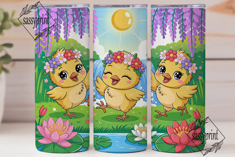 Cute Spring Chicks 20oz Tumbler Wrap Sublimation sassyprint 