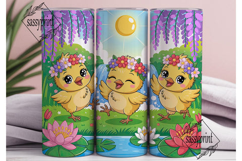 Cute Spring Chicks 20oz Tumbler Wrap Sublimation sassyprint 