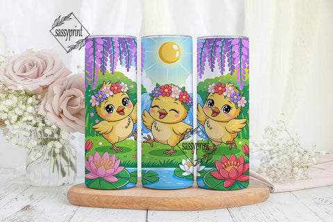 Cute Spring Chicks 20oz Tumbler Wrap Sublimation sassyprint 