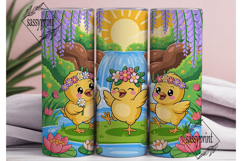 Cute Spring Chicks 20oz Tumbler Wrap Sublimation sassyprint 