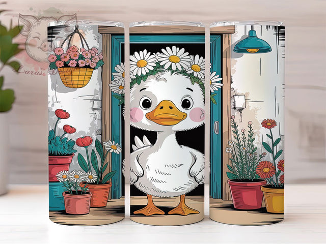 Cute Spring Duck 20oz Tumbler, Cute Duck, 20oz Tumbler Wrap, Sublimation PNG, Easter Cup Design, Spring Gift, Farm Animal Tumbler Sublimation Lara' s Designs 