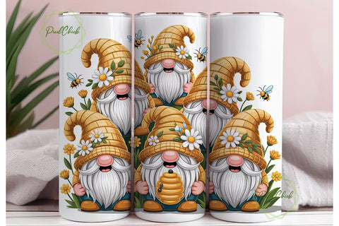 Cute Spring Gnomes 20oz Tumbler Wrap Sublimation PixelChick 