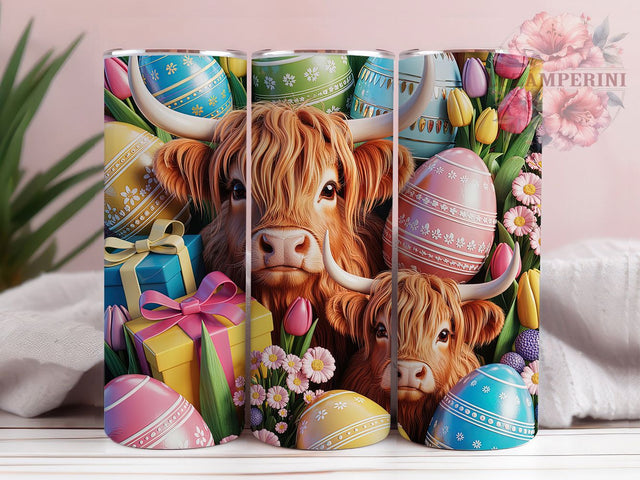 Cute Spring Highland Cow Tumbler, Easter Cow Tumbler, Baby Cow Wrap, Cute Cow Wrap, Spring Cow Wrap, Sublimation Design, Trendy Gift Idea Sublimation Li Zamperini 