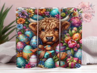 Cute Spring Highland Cow Tumbler, Easter Cow Tumbler, Baby Cow Wrap, Cute Cow Wrap, Spring Cow Wrap, Sublimation Design, Trendy Gift Idea Sublimation Li Zamperini 