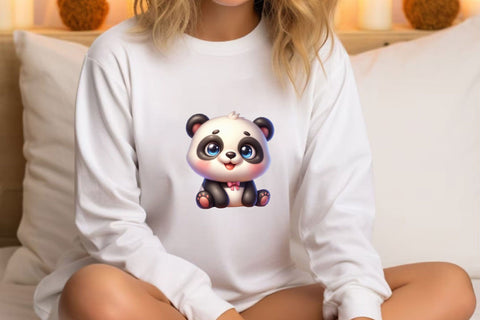 Cute Spring Panda Watercolor Clipart Sublimation Rupkotha 