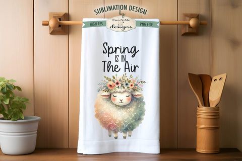 Cute Spring Sheep with Flowers | Towel Sublimation Designs Sublimation Ewe-N-Me Designs 