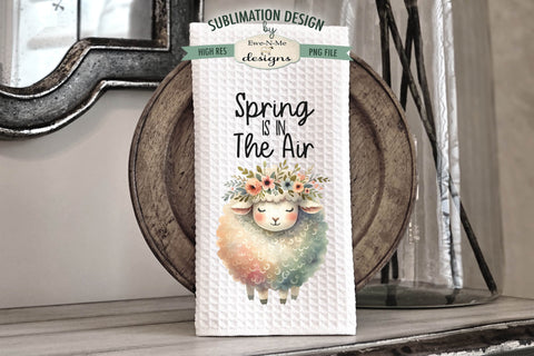 Cute Spring Sheep with Flowers | Towel Sublimation Designs Sublimation Ewe-N-Me Designs 
