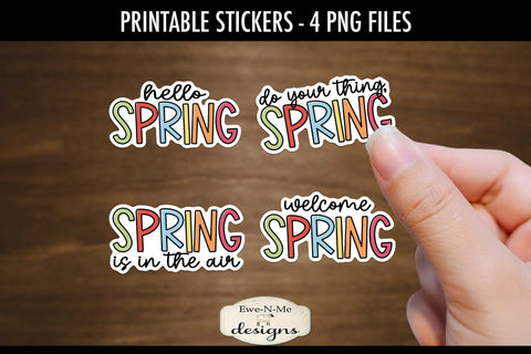 Cute Spring Stickers | 4 PNG Stickers | Welcome Spring Sublimation Ewe-N-Me Designs 