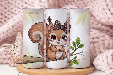 Cute Squirrel 20oz Tumbler Wrap Sublimation DesignSVG 