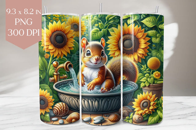 Cute Squirrel Tumbler Wrap PNG Sublimation BijouBay 