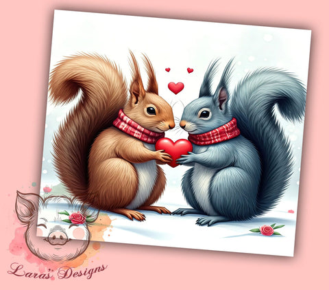 Cute Squirrel Valentine's 20oz Tumbler, Valentine's Day Gift, 20oz Tumbler Wrap, Sublimation Design, Cute Squirrel Art, Animal Lover Gift, Woodland Decor Sublimation Lara' s Designs 